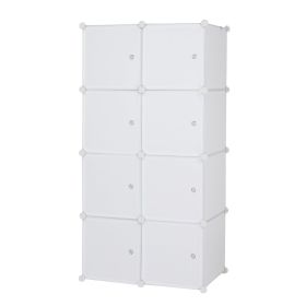 8 Cube Organizer Stackable Plastic Cube Storage Shelves Design Multifunctional Modular Closet Cabinet with Hanging Rod