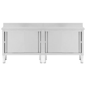 vidaXL Mese lucru uÈ™i glisante 2 buc. 200x50x(95-97)cm oÈ›el inoxidabil