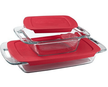 Pyrex Easy Grab 4-piece Glass Bakeware Set with Red Lids