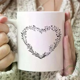 Flower Cup, Flower Heart Cup, Wildflower Cup, Flower Gift, Flower Design, Lovely Flower Printing Porcelain Cup, Pollen Love Gift Cup 1pc.