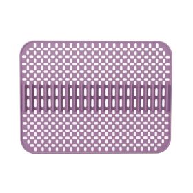 1pc Kitchen Silicone Drain Mat; Kitchen Sink Protection Anti-Scratch Mat; Non-Slip Card Bowl Card Position Mat; 16.93*12.6inch (Color: Purple, Quantity: 1pc)